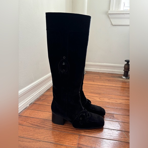Gorgeous Coach black velvet knee high boots - Picture 4 of 6